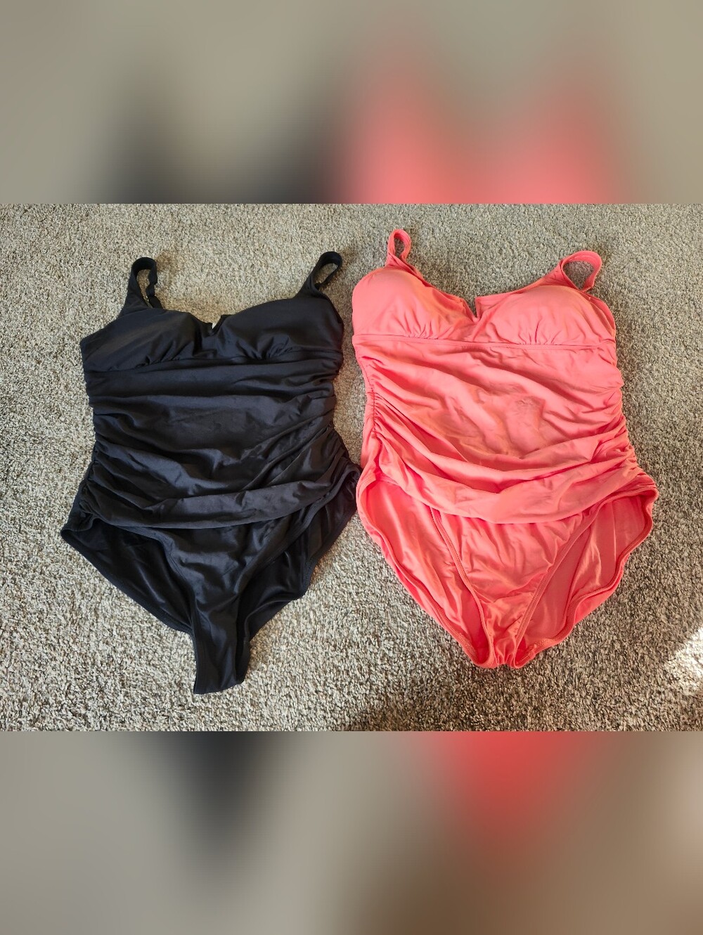 Anne Cole Womens One-Piece Swimsuits in Black & Coral Size XXL